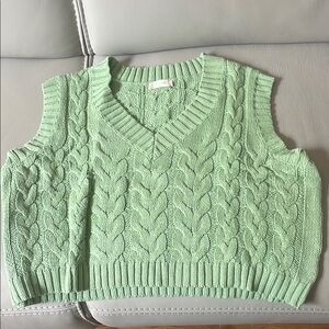 Green Altar’d State Cable Knit Sweater Vest
